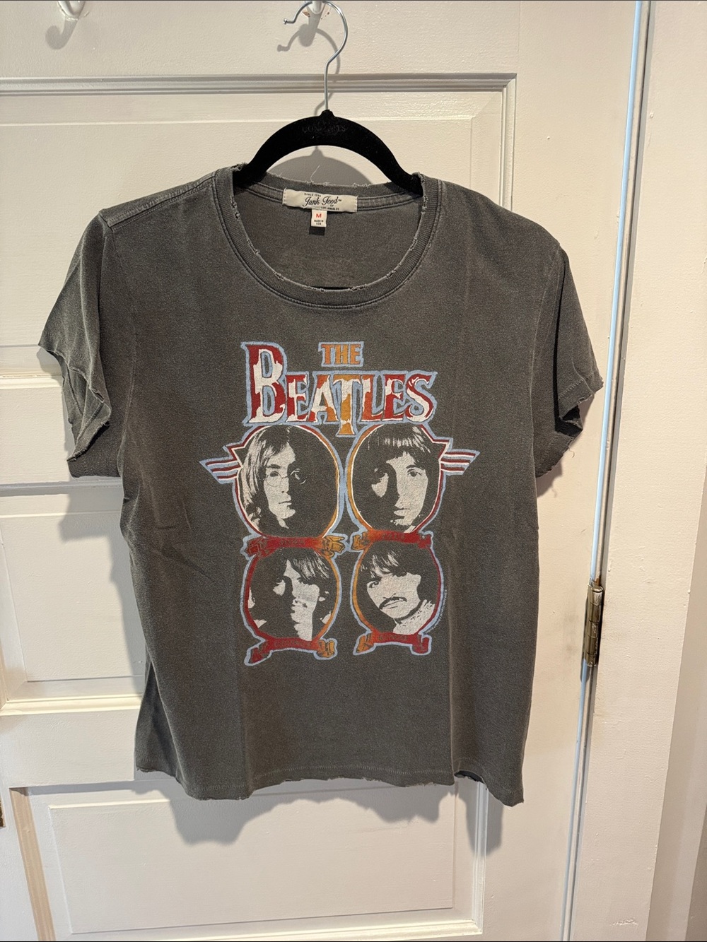 Junk Food Clothing The Beatles Graphic Tee - Washed Black with Red & White